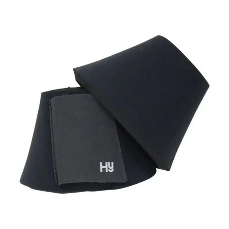 Black neoprene wrist support with subtle hy logo patch for heavy duty neoprene equestrian neoprene protect reach boots