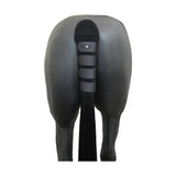 Black horse tail protector with adjustable straps and branded label made of shock-absorbing neoprene protect tail guard