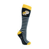 Hy Equestrian Night Owl Socks (Pack of 3) Navy/Yellow 4-8 Riding Socks Barnstaple Equestrian Supplies