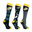 Hy Equestrian Night Owl Socks (Pack of 3) Navy/Yellow 4-8 Riding Socks