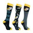 Hy Equestrian Night Owl Socks (Pack of 3) Navy/Yellow 4-8 Riding Socks