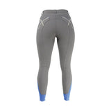 HY Equestrian Olympian Ladies Breeches Steel Grey/Royal Blue 24" Riding Breeches Barnstaple Equestrian Supplies