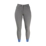 HY Equestrian Olympian Ladies Breeches Steel Grey/Royal Blue 24" Riding Breeches Barnstaple Equestrian Supplies