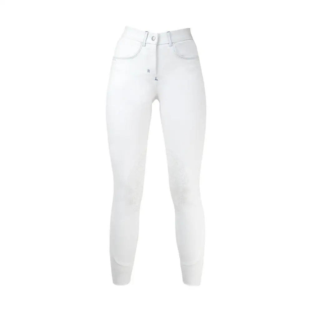 HY Equestrian Olympian Ladies Breeches Steel Grey/Royal Blue 24" Riding Breeches Barnstaple Equestrian Supplies