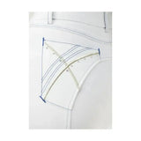 White leather equestrian olympian ladies breeches with geometric stitching and metallic accents for a stylish look