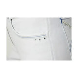 White leather equestrian olympian ladies breeches with blue stitching and silver rivets stylish olympian ladies breeches