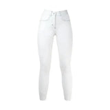 White equestrian olympian ladies riding pants with sleek fit and subtle stitching stylish olympian ladies breeches