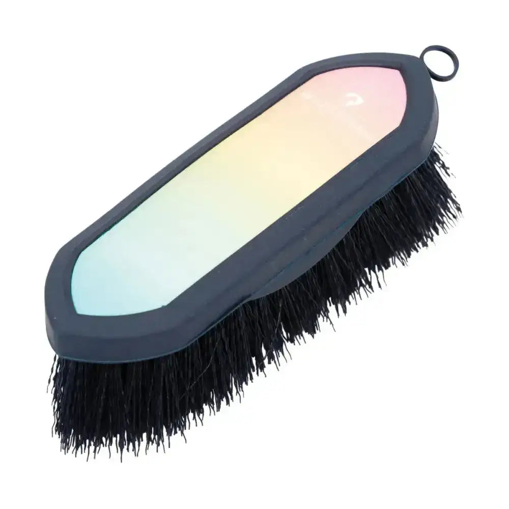 Hy equestrian ombre dandy brush with black bristles and sleek light blue to pink ombre handle for soft touch navy grooming