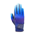 Blue ombre riding gloves with dark navy strap and subtle stitching perfect for stylish equestrian ombre riding outfits