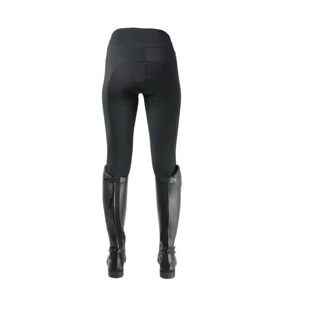 Black high waist hy equestrian oslo softshell riding tights with zippered side pockets and brushed fleece lining