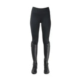 Black oslo softshell riding tights with brushed fleece lining paired with black leather boots for riding use