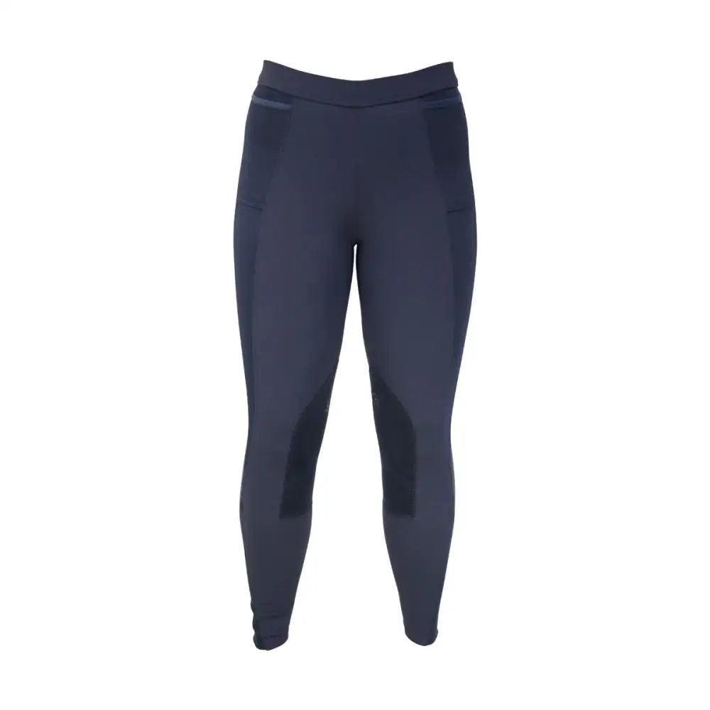 Navy blue hy equestrian oslo softshell riding tights with reinforced panels and brushed fleece lining for comfort