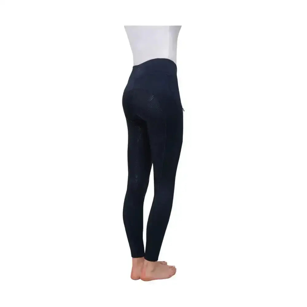 Black hy equestrian oslopro softshell riding tights with high waist and subtle perforated sides for riding comfort