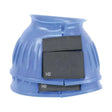 Blue plastic hy equestrian over reach boots with three black magnetic inserts for horses hoof protection
