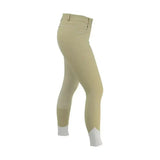 Beige hy equestrian oxburgh breeches with white reinforced cuffs and subtle stitched pocket detail perfect for riding