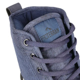 Dark blue proterra high-top sneaker with textured fabric upper and matching laces in equestrian oxspring waterproof muck boots style