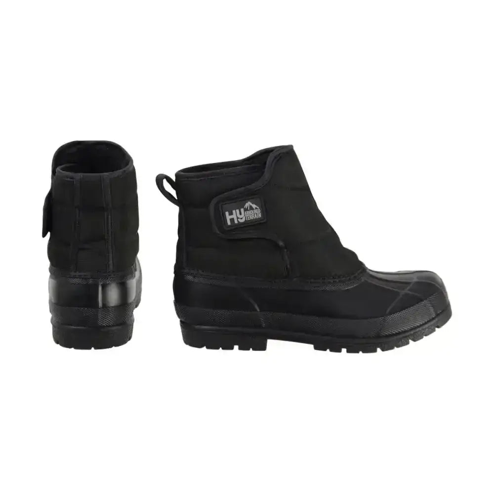 Black helly hansen equestrian pacific short waterproof boot with rubber sole and adjustable strap great all-round yard boot