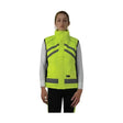 Bright neon yellow equestrian padded gilet with reflective gray stripes from reflector range boasts and handy zip pocket
