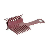 Maroon plastic dual sided hair comb with wide and fine teeth for perfectly neat plaits and mane sections by hy equestrian