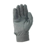 Gray textured hy equestrian pimple riding gloves with herringbone cuff featuring pimple grip details