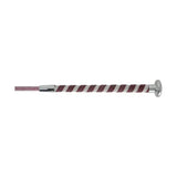 Maroon and silver striped equestrian pirouette schooling whip with polished chrome handle by hy equestrian