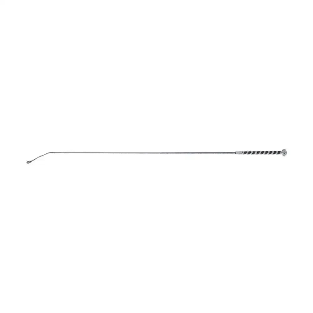 Silver equestrian pirouette schooling whip with black and silver twisted handle by hy equestrian statement whip