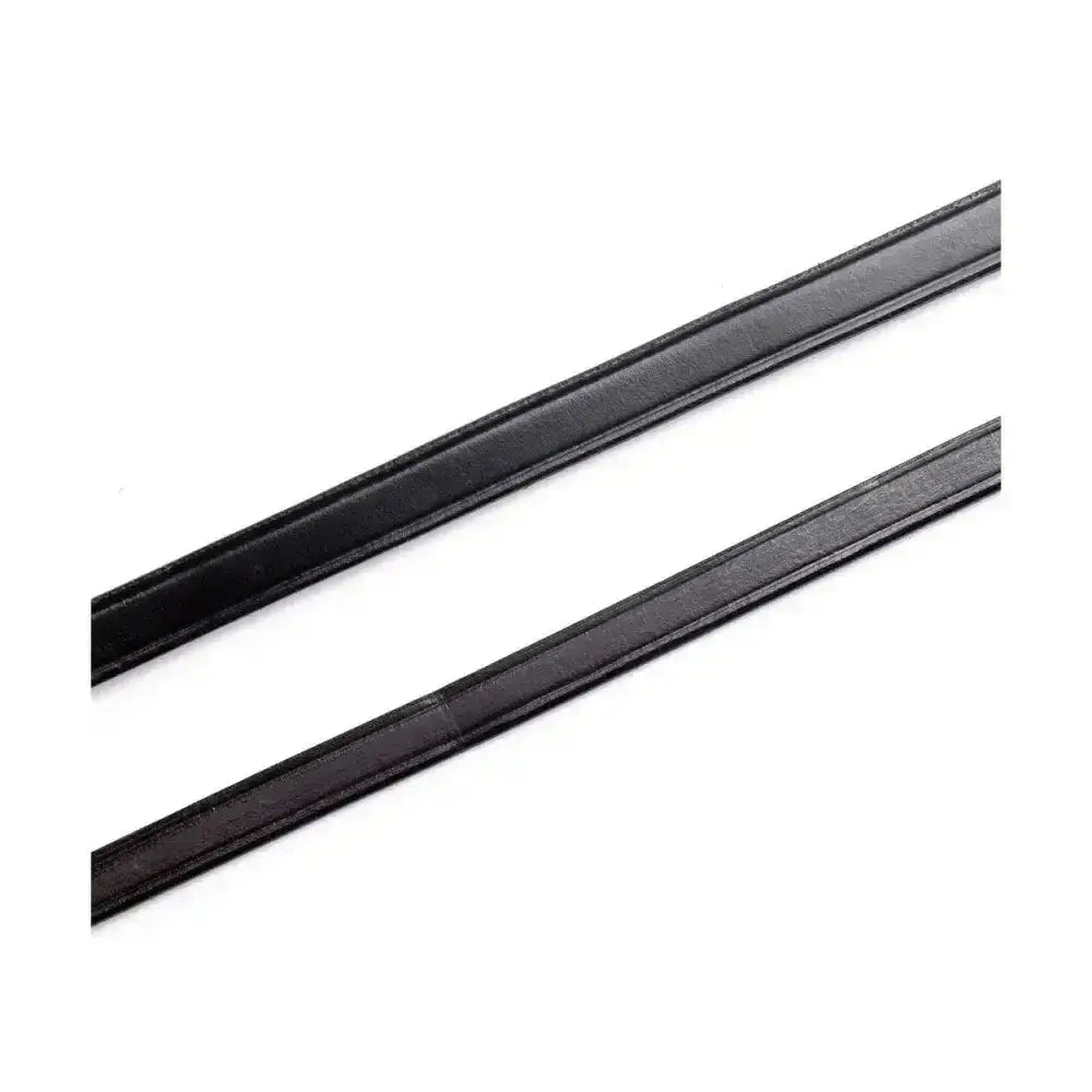 Black rubber weather stripping strips for hy equestrian plain leather reins with billet hook fastenings and high quality leather