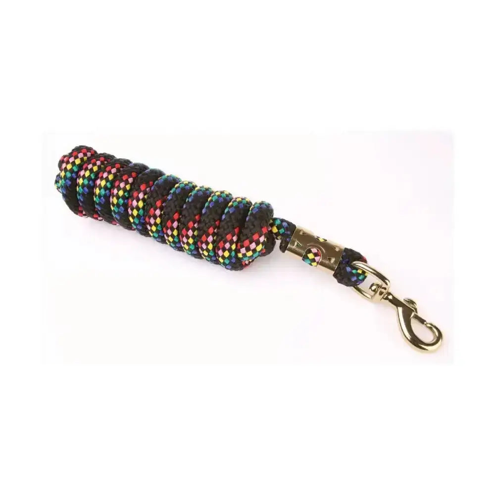 Hy equestrian plaited lead rope in rainbow colors with a quality trigger clip for secure horse handling