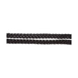 Black braided rope showing the textured woven look of hy equestrian plaited reins with central buckle joining