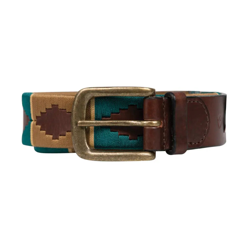 Hy Equestrian Polo Belt Teal/Mocha/Beige Large/X Large Belts Barnstaple Equestrian Supplies