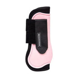 Pink and black hy equestrian pony tendon boots with velcro strap open-fronted tendon boots for hoof protection