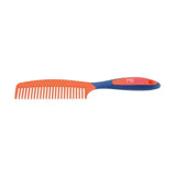 Bright orange and blue plastic hy equestrian pro groom comb with textured colour coordinating handle for grooming