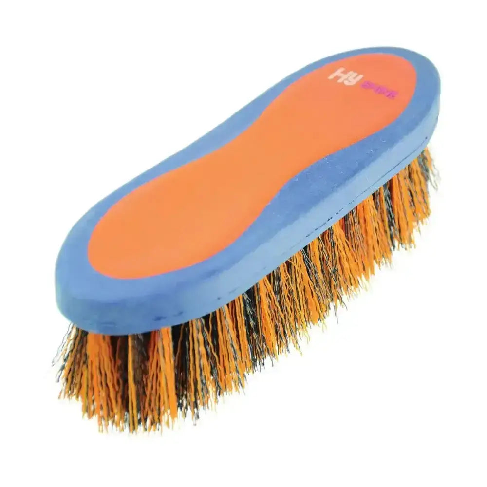 Blue and orange hy equestrian pro groom dandy brush with sturdy bristle handle for soft touch large dandy brush use