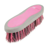 Pink and gray hy equestrian pro groom soft touch large dandy brush with multicolored bristles for grooming horses