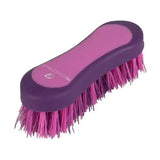 Purple and pink Hy Equestrian Pro Groom soft touch hoof brush with ergonomic handle for easy horse grooming