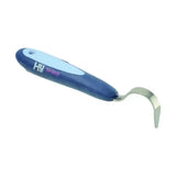 Blue and light blue hy shine equestrian pro groom hoof pick with soft touch stainless curved metal tip for grooming
