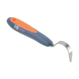 Blue and orange hy shine equestrian pro groom hoof pick with soft touch stainless curved metal blade ergonomic handle