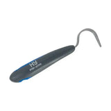 Gray and blue hy sport active ergonomic handle pro groom hoof pick with soft touch stainless curved metal hook
