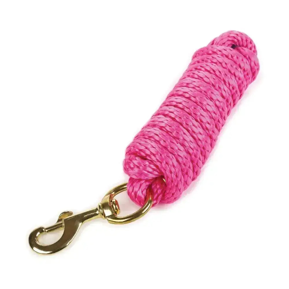 Bright pink braided hy equestrian pro lead rope with gold metal clip perfect for ultimate pro lead use