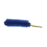 A royal blue braided pro lead rope with a gold metal carabiner clip from hy equestrian pro lead collection