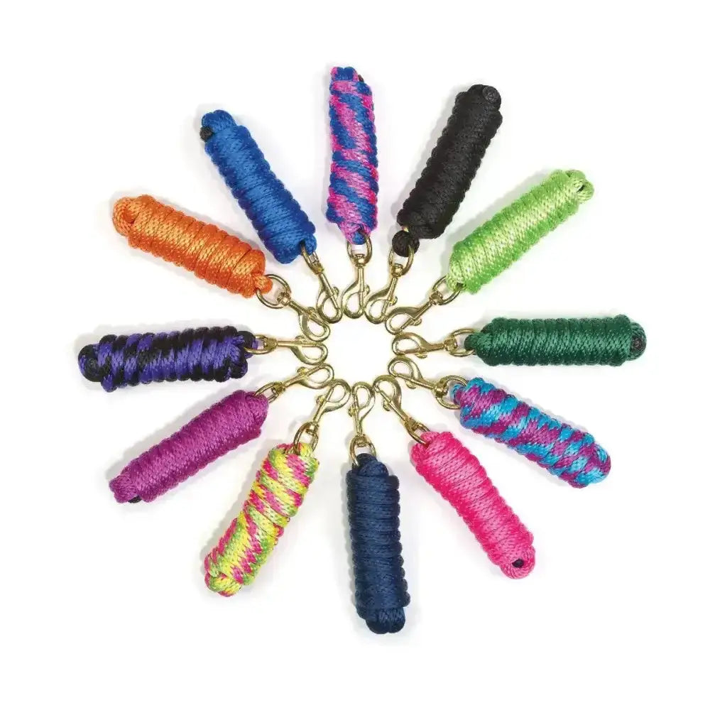 Colorful braided cord keychains with metallic clasps from hy equestrian pro lead rope ultimate pro lead collection
