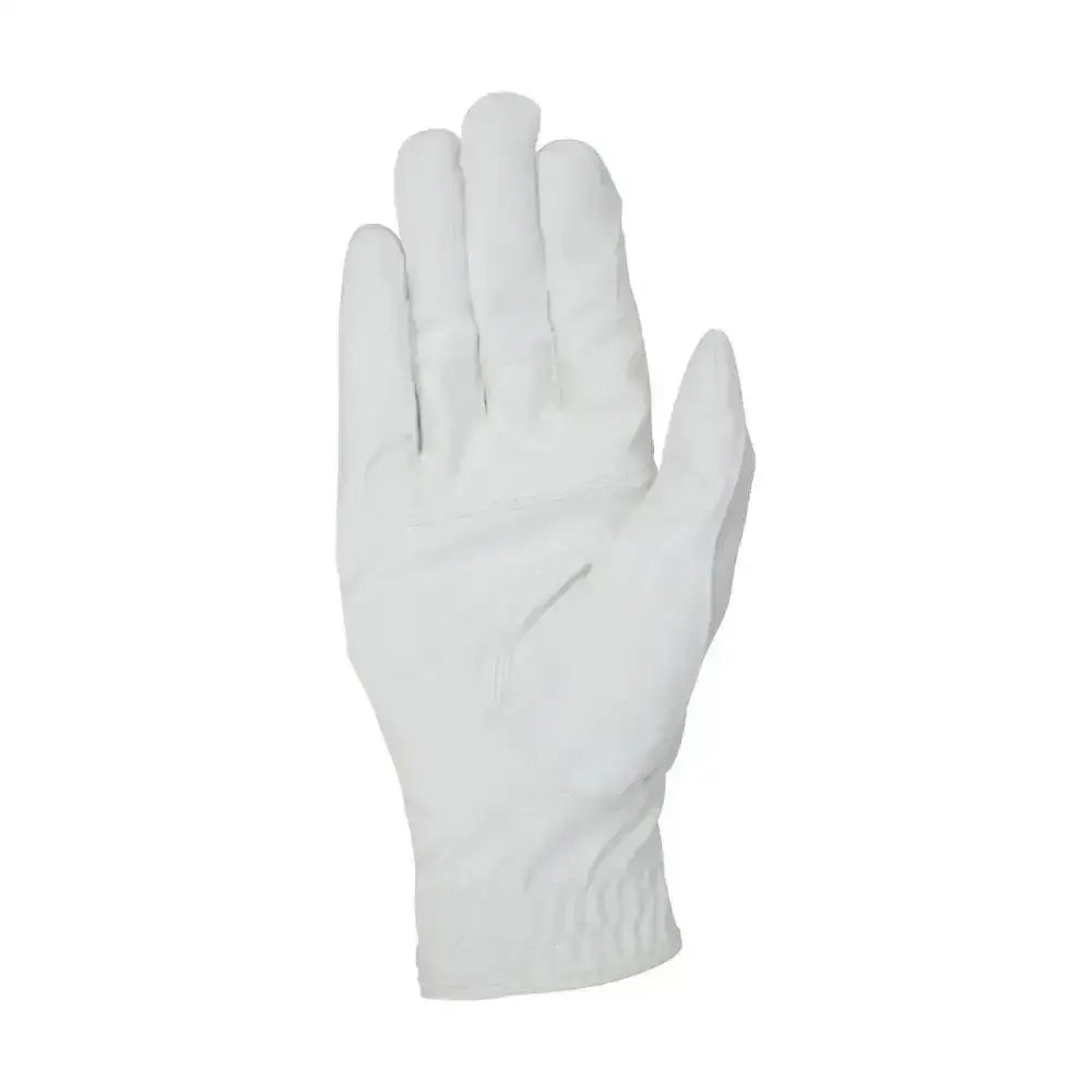 White cotton equestrian pro performance work glove with reinforced fingertips and snug wrist cuff