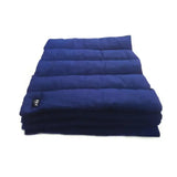 Deep blue hy equestrian quilted leg pads with horizontal stitching and 300g polyfilling for extra protection