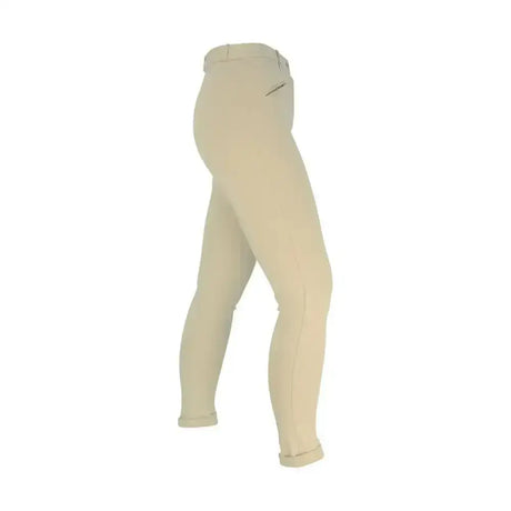 Beige equestrian raised polka dot ladies jodhpurs with sleek form fitting design and subtle stitching details