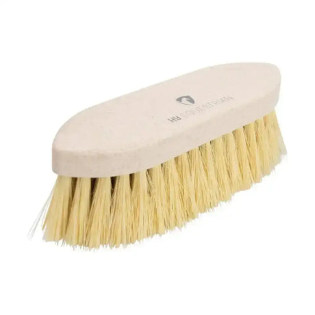 Light beige wooden handled hy equestrian recycled dandy brush with natural yellow bristles for equestrian grooming