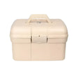 Beige eco-friendly grooming box made from recycled plastic with molded handle and latch for equestrian use
