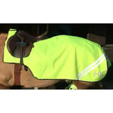 Bright neon yellow hy equestrian reflector exercise fleece-lined sheet with reflective stripes for visibility during riding