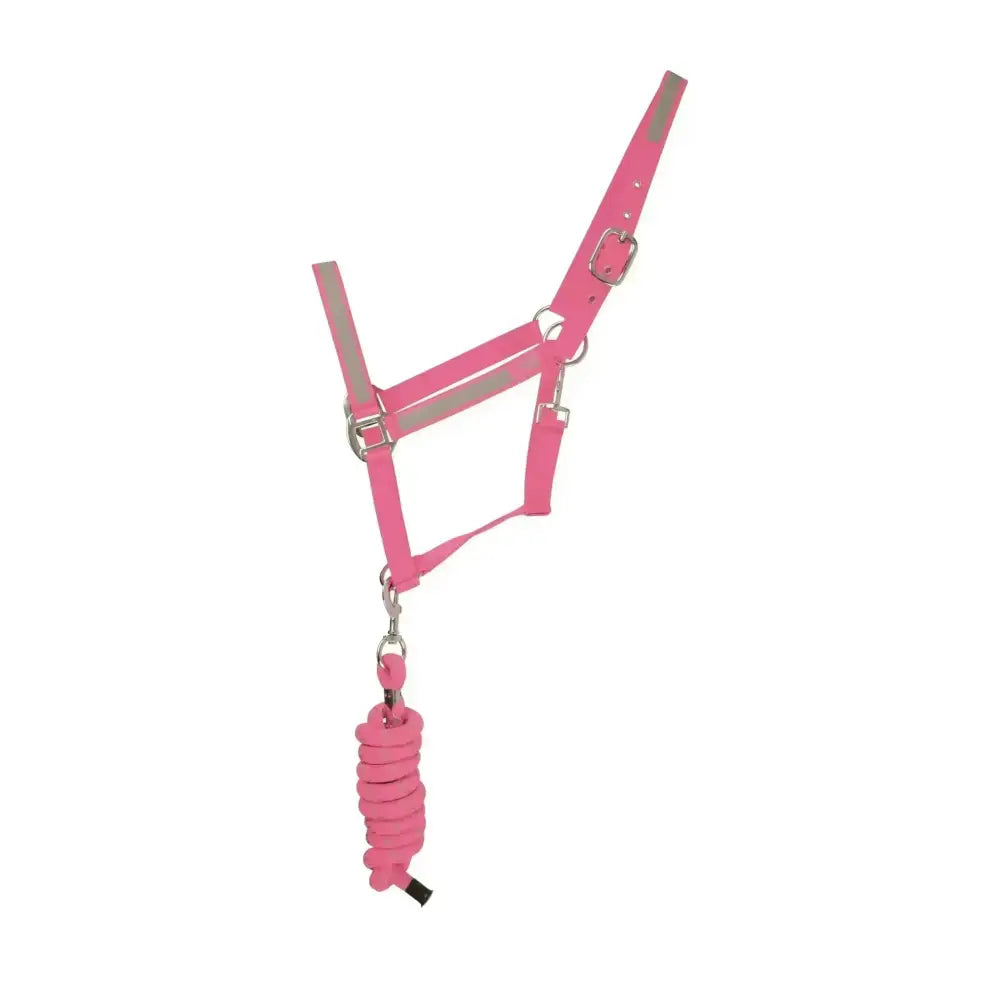 Hy Equestrian Reflector Head Collar and Lead Rope Pink Cob Headcollar & Lead Rope Barnstaple Equestrian Supplies