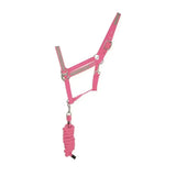 Hy Equestrian Reflector Head Collar and Lead Rope Pink Cob Headcollar Sets