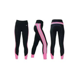 Black Hy equestrian reflector ladies breeches with pink silver stripes snug fit and reinforced stitching for durability